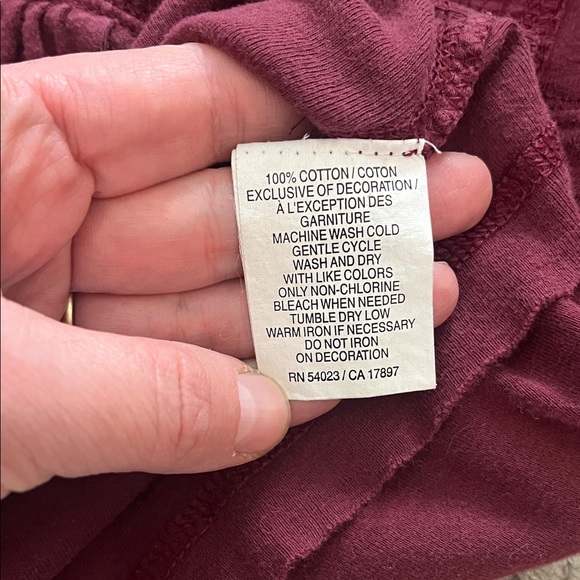 Vintage Old Navy Y2K Cotton Burgundy Red Babydoll Long Sleeve Top Medium - Picture 4 of 6